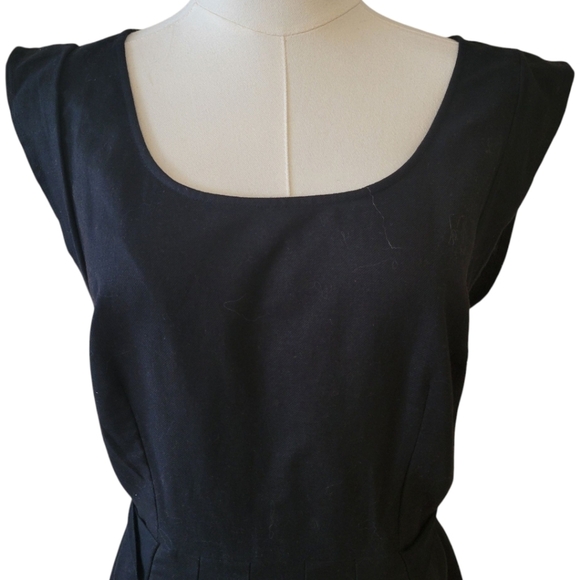 LOFT Black Cotton Linen Blend Sleeveless Dress Size 10 - Picture 2 of 5
